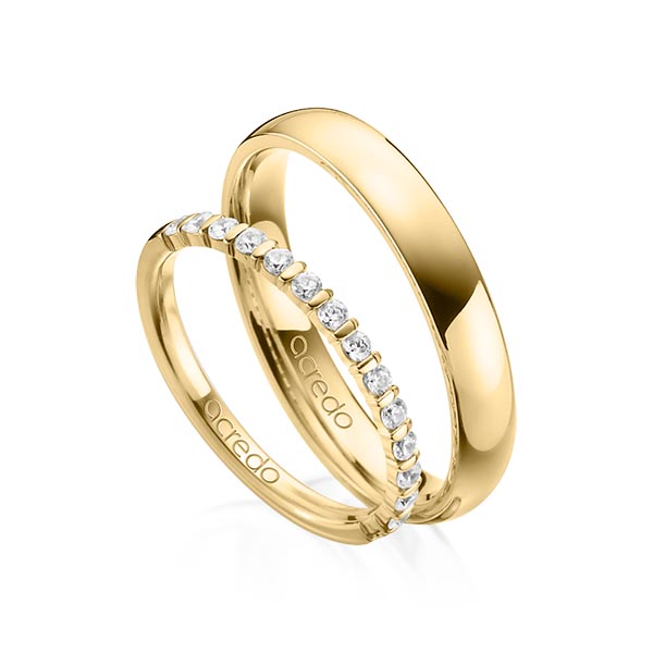 Set in geelgoud 14 kt. half gezet met in totaal 0,39 ct. Briljant tw,vs van acredo - A-1365-8