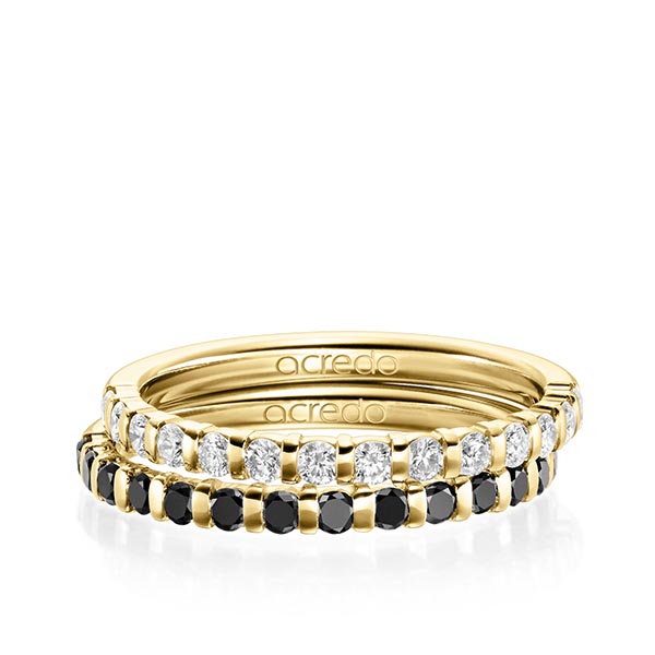 Set in geelgoud 14 kt. half gezet met in totaal 0,78 ct. Briljant tw,vs Zwart van acredo - A-1982-3 Set in geelgoud 14 kt. half gezet met in totaal 0,78 ct. Briljant tw,vs Zwart van acredo - A-1982-3