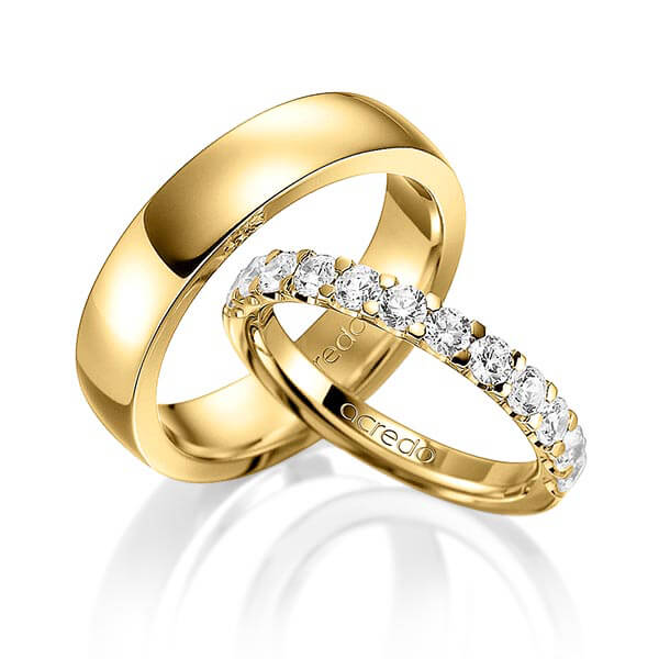 Set in geelgoud 14 kt. half gezet met in totaal 1,08 ct. Briljant tw,vs van acredo - A-1576-2 Set in geelgoud 14 kt. half gezet met in totaal 1,08 ct. Briljant tw,vs van acredo - A-1576-2