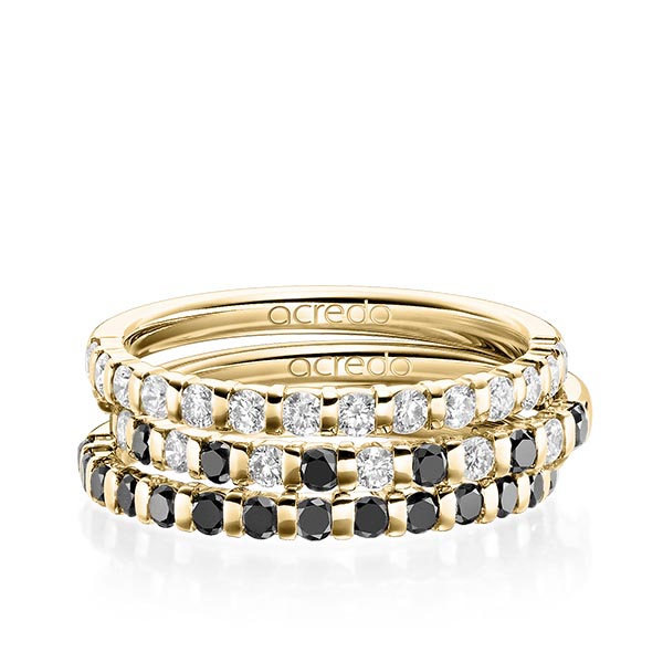 Set in geelgoud 14 kt. half gezet met in totaal 1,2 ct. Briljant tw,vs tw/si Zwart van acredo - A-1983-2 Set in geelgoud 14 kt. half gezet met in totaal 1,2 ct. Briljant tw,vs tw/si Zwart van acredo - A-1983-2