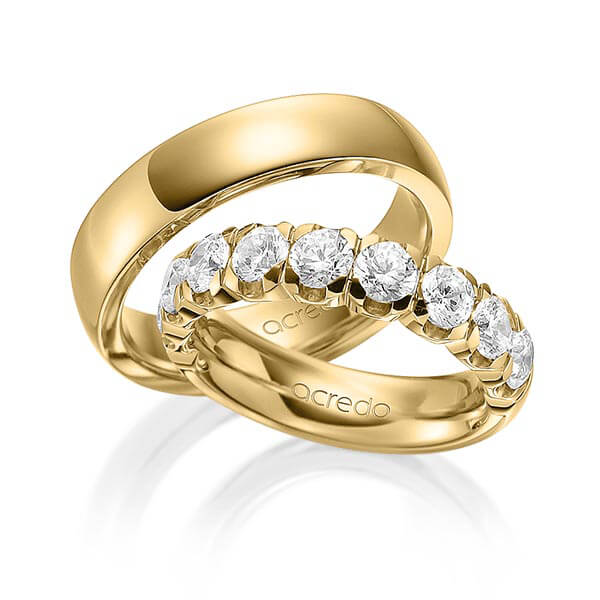 Set in geelgoud 14 kt. half gezet met in totaal 1,8 ct. Briljant tw,vs van acredo - A-1589-2 Set in geelgoud 14 kt. half gezet met in totaal 1,8 ct. Briljant tw,vs van acredo - A-1589-2