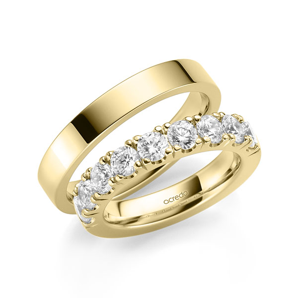 Set in geelgoud 14 kt. half gezet met in totaal 1,8 ct. Briljant tw/si van acredo