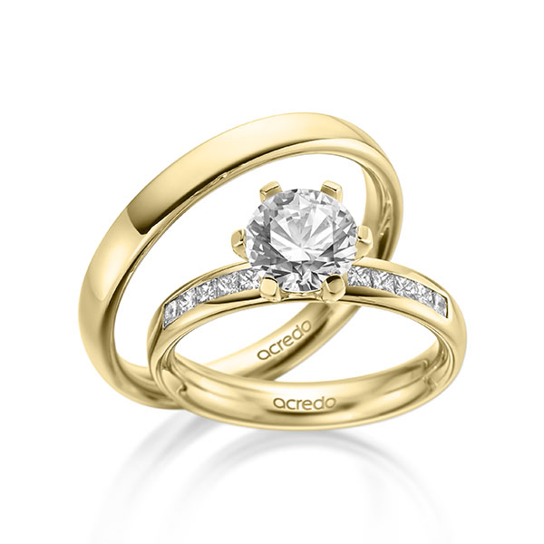 Set in geelgoud 14 kt. met 1,5 ct. + in totaal 0,3 ct. Briljant tw,vs tw/si van acredo