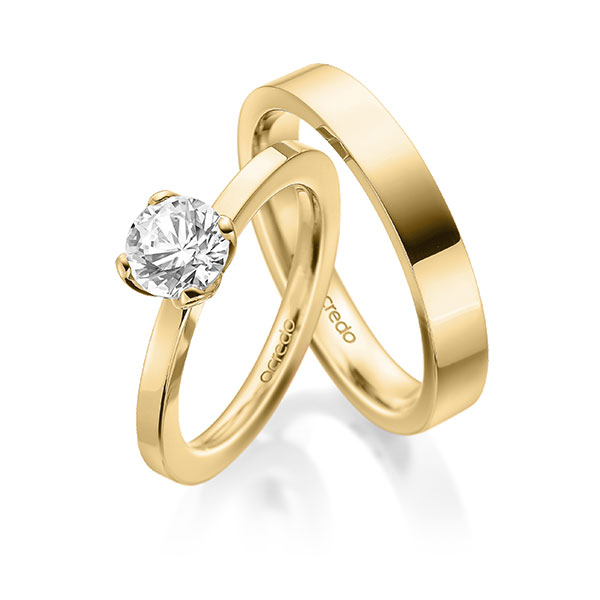 Set in geelgoud 14 kt. met 1 ct. Briljanten tw,vs van acredo