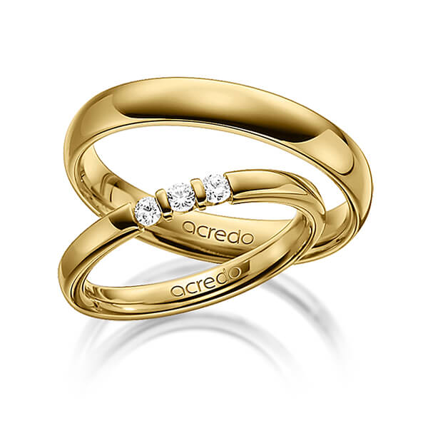 Set in geelgoud 14 kt. met in totaal 0,15 ct. Briljant tw,vs van acredo - A-1308-2