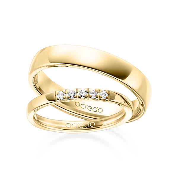 Set in geelgoud 14 kt. met in totaal 0,1 ct. Briljant tw,vs van acredo - A-1313-2