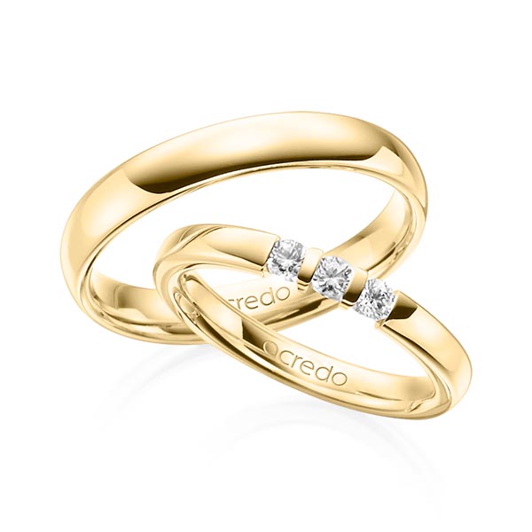 Set in geelgoud 14 kt. met in totaal 0,21 ct. Briljant tw,vs van acredo - A-1309-2