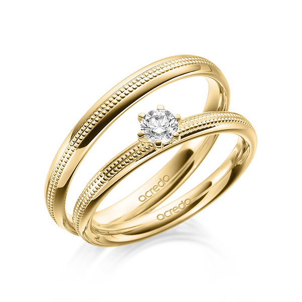 Set in geelgoud 14 kt. met in totaal 0,2 ct. Briljant tw/si van acredo