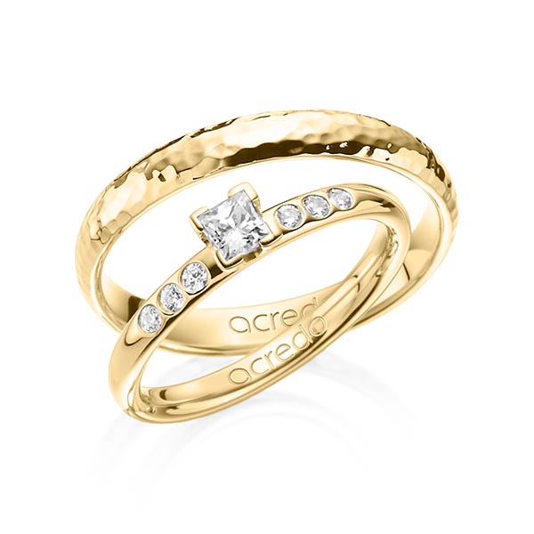 Set in geelgoud 14 kt. met in totaal 0,32 ct. Princess-Diamant tw,vs tw/si van acredo - A-1362-3