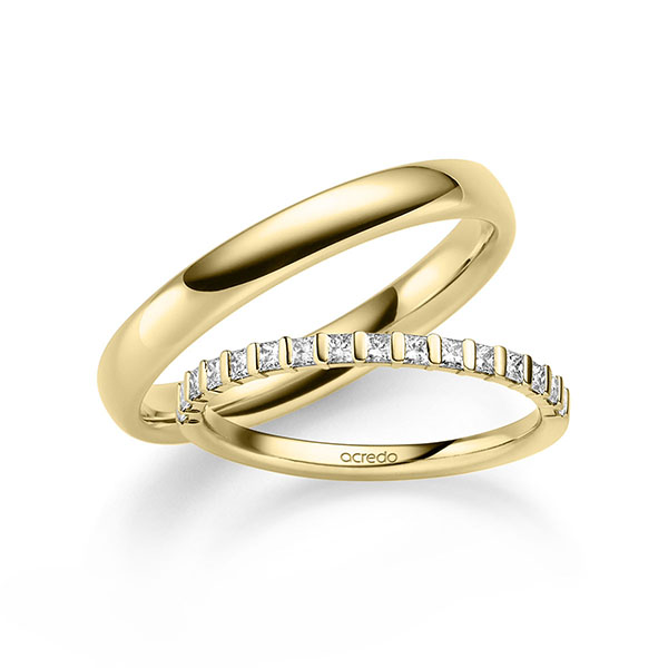 Set in geelgoud 14 kt. met in totaal 0,32 ct. tw/si van acredo