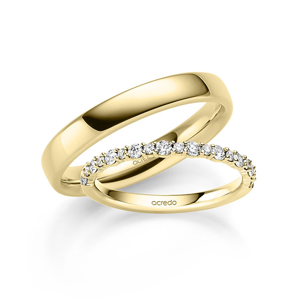 Set in geelgoud 14 kt. met in totaal 0,39 ct. tw/si van acredo