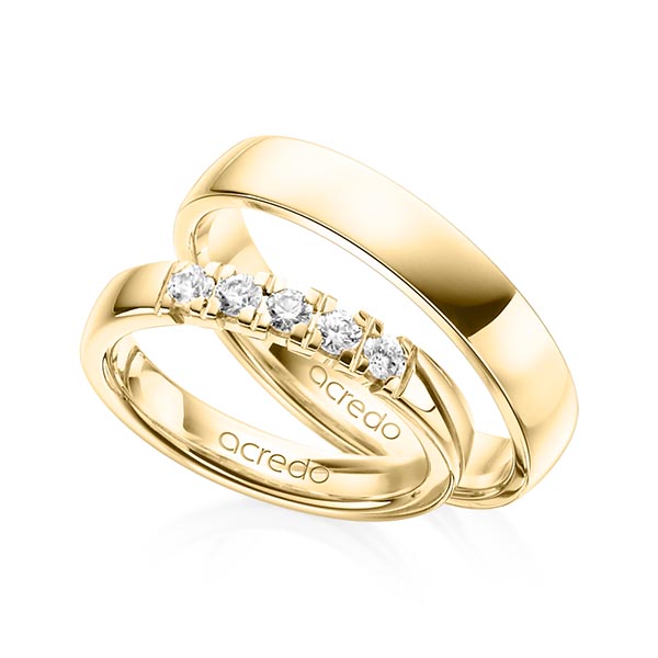 Set in geelgoud 14 kt. met in totaal 0,3 ct. Briljant tw,vs van acredo - A-1314-2