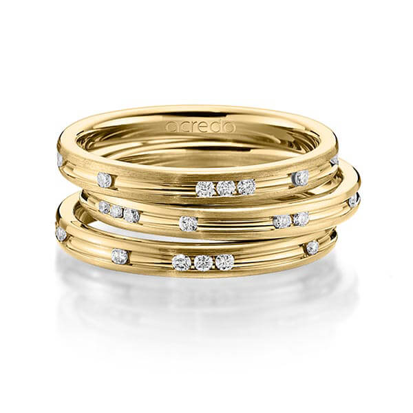 Set in geelgoud 14 kt. met in totaal 0,42 ct. Briljant tw/si van acredo - A-1451-5 Set in geelgoud 14 kt. met in totaal 0,42 ct. Briljant tw/si van acredo - A-1451-5