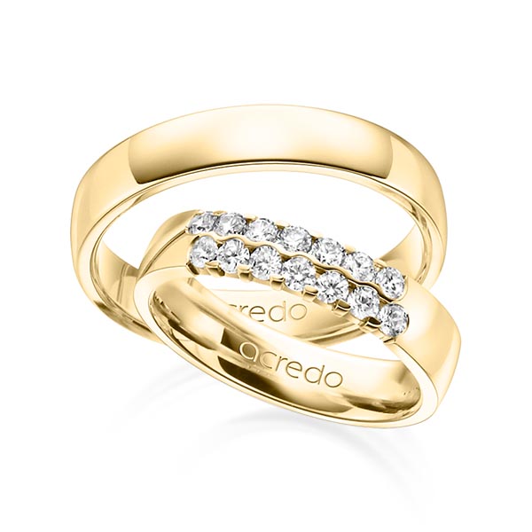 Set in geelgoud 14 kt. met in totaal 0,56 ct. Briljant tw,vs van acredo - A-1322-2