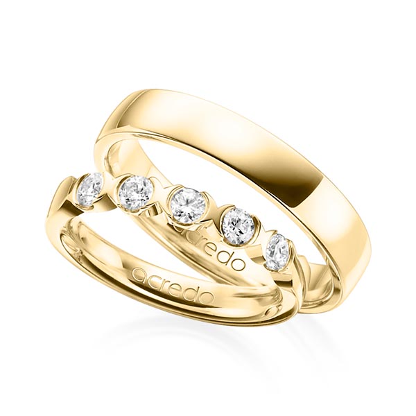 Set in geelgoud 14 kt. met in totaal 0,5 ct. Briljant tw,vs van acredo - A-1320-2