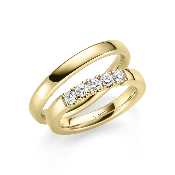 Set in geelgoud 14 kt. met in totaal 0,5 ct. Briljant tw/si van acredo - A-2115-2 Set in geelgoud 14 kt. met in totaal 0,5 ct. Briljant tw/si van acredo - A-2115-2