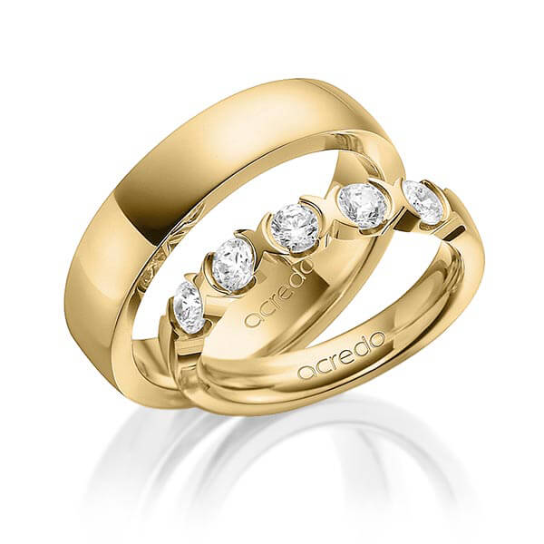 Set in geelgoud 14 kt. met in totaal 0,75 ct. Briljant tw,vs van acredo - A-1579-2 Set in geelgoud 14 kt. met in totaal 0,75 ct. Briljant tw,vs van acredo - A-1579-2