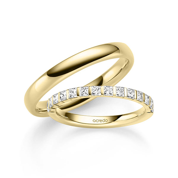 Set in geelgoud 14 kt. met in totaal 0,7 ct. tw/si van acredo