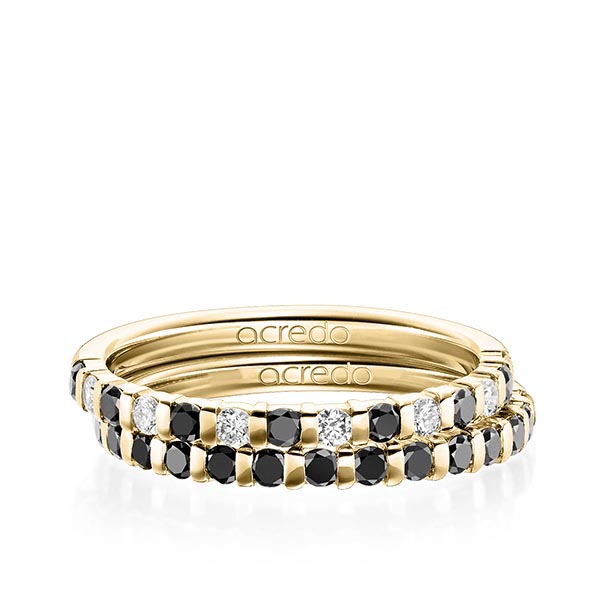 Set in geelgoud 14 kt. met in totaal 0,81 ct. Briljant tw/si Zwart van acredo