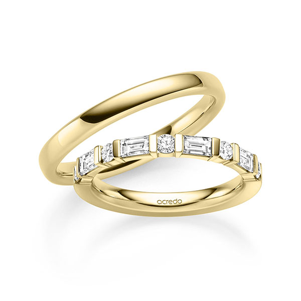Set in geelgoud 14 kt. met in totaal 0,85 ct. tw,vs van acredo