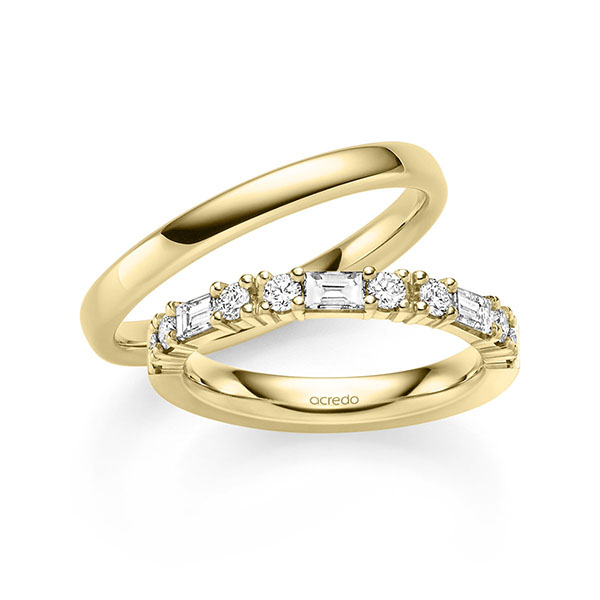 Set in geelgoud 14 kt. met in totaal 0,85 ct. tw,vs van acredo