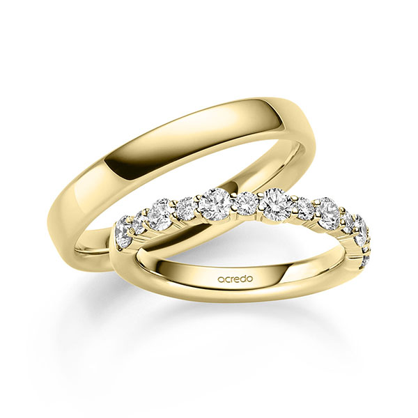 Set in geelgoud 14 kt. met in totaal 0,94 ct. tw/si van acredo