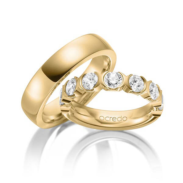 Set in geelgoud 14 kt. met in totaal 1,75 ct. Briljant tw,vs van acredo - A-1581-4 Set in geelgoud 14 kt. met in totaal 1,75 ct. Briljant tw,vs van acredo - A-1581-4