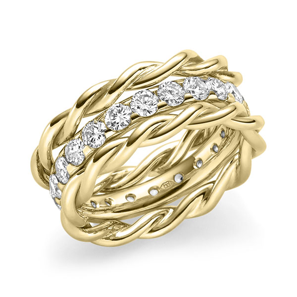 Set in geelgoud 14 kt. met in totaal 1,98 ct. Briljant tw/si van Merii