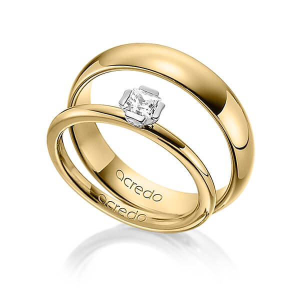 Set in geelgoud 14 kt. witgoud 14 kt. met in totaal 0,25 ct. Princess-Diamant tw/si van acredo - A-1364-2