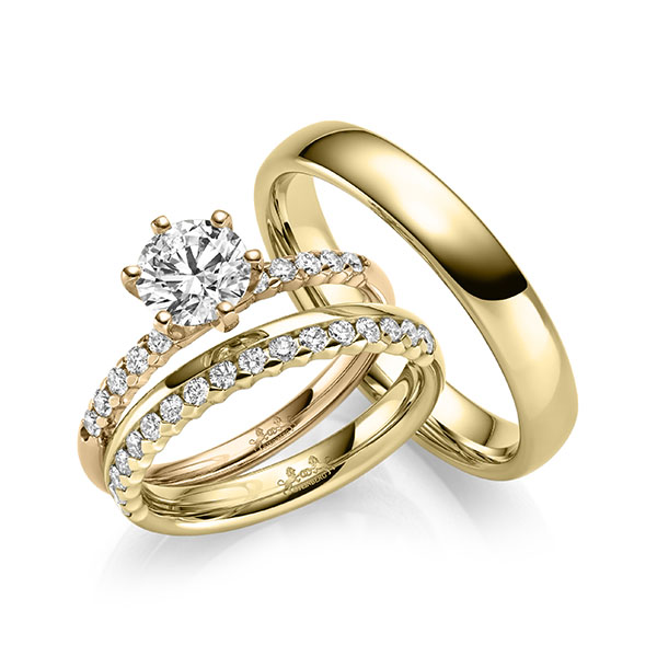 Set in Gelbgold 585 halbausgefasst mit 1 ct. + zus. 0,54 ct. Brillant tw, si von Steinberg - Q-1711-11