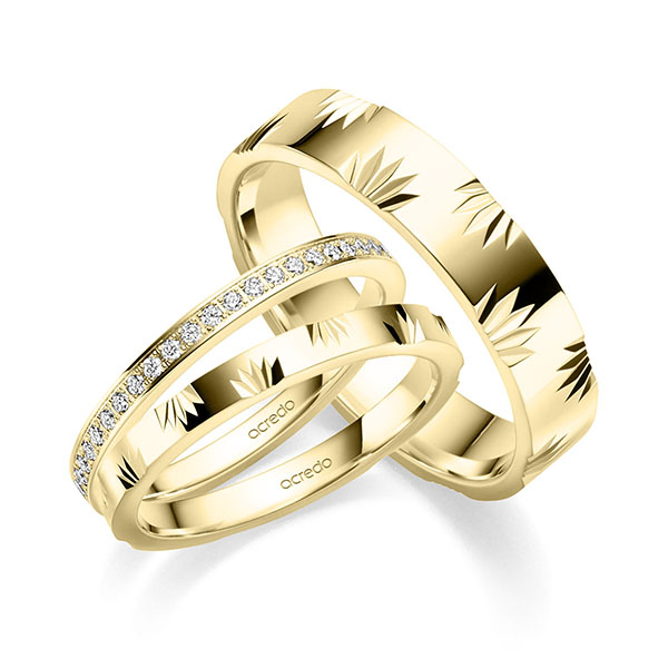 Set in Gelbgold 585 halbausgefasst mit zus. 0,184 ct. Brillant tw, si von acredo - S-1421-1 Set in Gelbgold 585 halbausgefasst mit zus. 0,184 ct. Brillant tw, si von acredo - S-1421-1