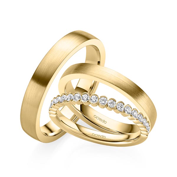 Set in Gelbgold 585 halbausgefasst mit zus. 0,38 ct. Brillant tw, si von acredo - A-2073-2 Set in Gelbgold 585 halbausgefasst mit zus. 0,38 ct. Brillant tw, si von acredo - A-2073-2