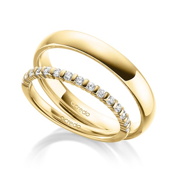 Set in Gelbgold 585 halbausgefasst mit zus. 0,3 ct. Brillant tw, vs von acredo - A-1893-5