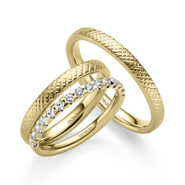 Set in Gelbgold 585 halbausgefasst mit zus. 0,45 ct. Brillant tw, si von acredo - A-2421-4 Set in Gelbgold 585 halbausgefasst mit zus. 0,45 ct. Brillant tw, si von acredo - A-2421-4
