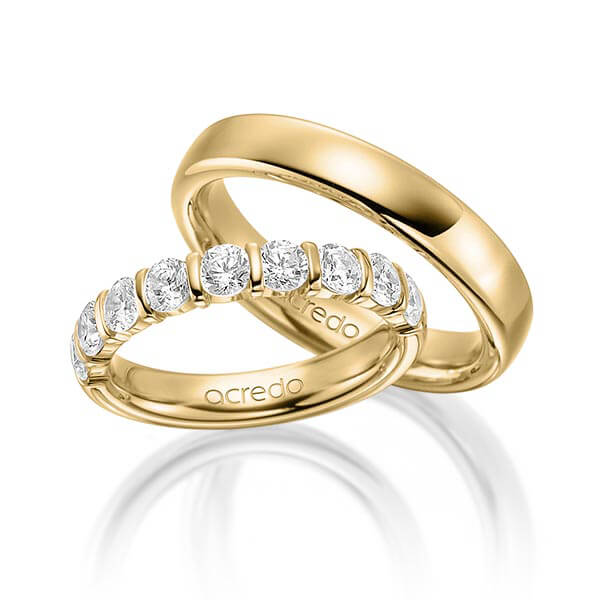 Set in Gelbgold 585 halbausgefasst mit zus. 1,35 ct. Brillant tw, vs von acredo - A-1575-2 Set in Gelbgold 585 halbausgefasst mit zus. 1,35 ct. Brillant tw, vs von acredo - A-1575-2