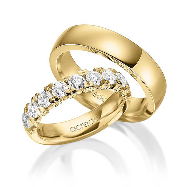 Set in Gelbgold 585 halbausgefasst mit zus. 1,8 ct. Brillant tw, vs von acredo - A-1585-2 Set in Gelbgold 585 halbausgefasst mit zus. 1,8 ct. Brillant tw, vs von acredo - A-1585-2
