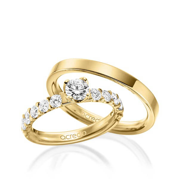 Set in Gelbgold 585 mit 0,5 ct. + zus. 1,08 ct. Brillant tw, si von acredo - A-1562-1 Set in Gelbgold 585 mit 0,5 ct. + zus. 1,08 ct. Brillant tw, si von acredo - A-1562-1