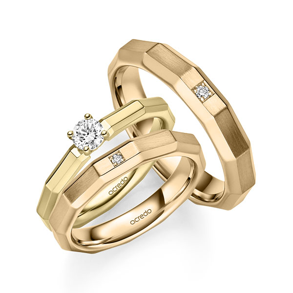 Set in Gelbgold 585 mit zus. 0,28 ct. Brillant tw, si von acredo Set in Gelbgold 585 mit zus. 0,28 ct. Brillant tw, si von acredo