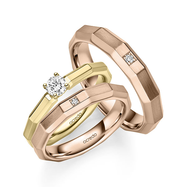 Set in Gelbgold 585 mit zus. 0,28 ct. Brillant tw, vs tw, si von acredo