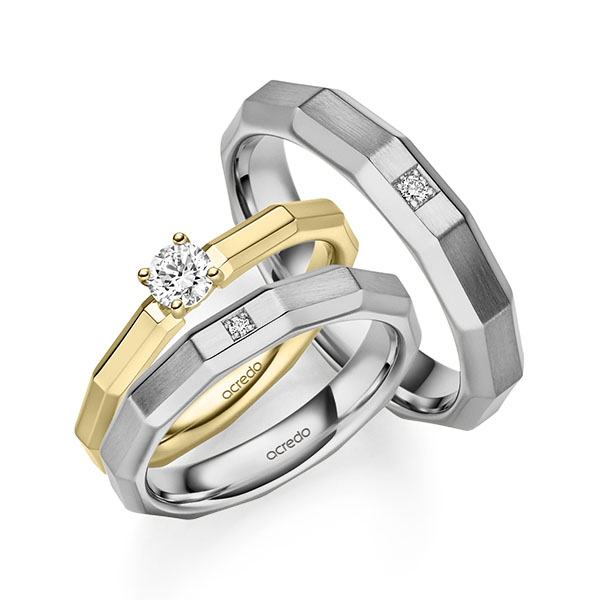 Set in Gelbgold 585 mit zus. 0,28 ct. Brillant tw, vs tw, si von acredo