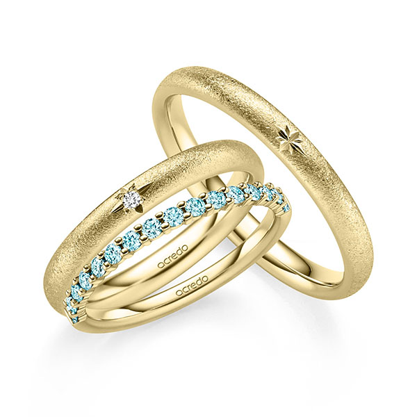 Set in Gelbgold 585 mit zus. 0,335 ct. Brillant tw, si iceblue von acredo