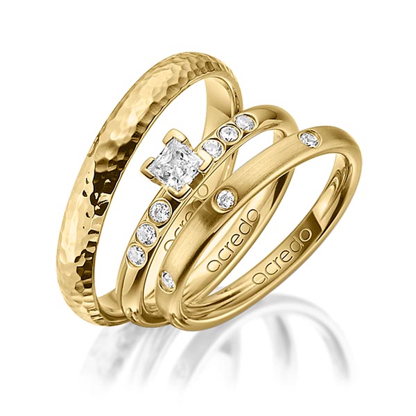 Set in Gelbgold 585 mit zus. 0,46 ct. Brillant & Prinzess-Diamant tw, si tw, vs von acredo