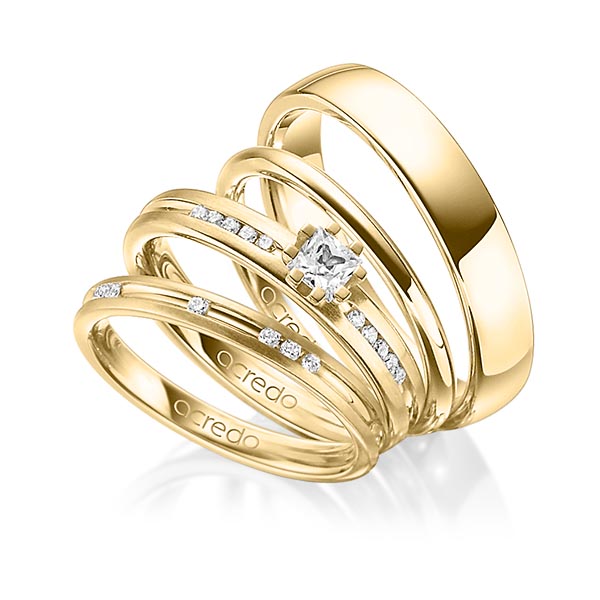 Set in Gelbgold 585 mit zus. 0,47 ct. Brillant & Prinzess-Diamant tw, si von acredo