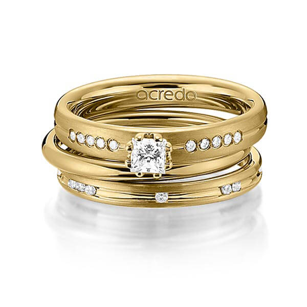 Set in Gelbgold 585 mit zus. 0,47 ct. Prinzess-Diamant & Brillant tw, si von acredo