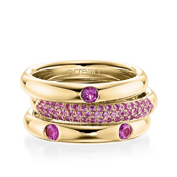 Set in Gelbgold 585 mit zus. 0,872 ct. Brillant Saphir Pink (A 10) Saphir Hellpink (A 6) von acredo