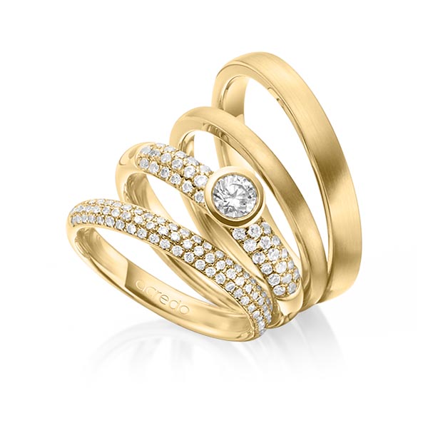 Set in Gelbgold 585 mit zus. 0,99 ct. Brillant tw, si tw, vs von acredo