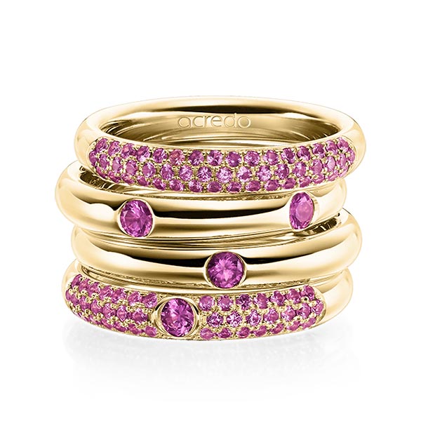 Set in Gelbgold 585 mit zus. 1,288 ct. Brillant Saphir Hellpink (A 6) Saphir Pink (A 10) von acredo