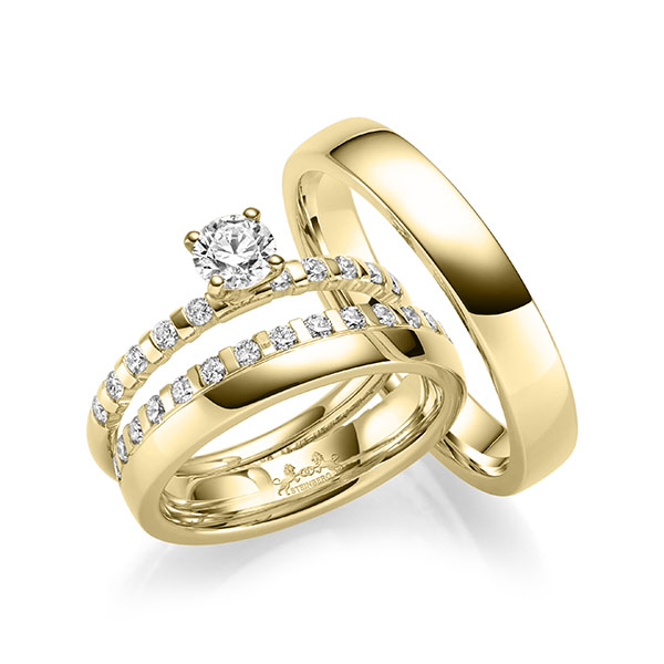 Set in Gelbgold 585 vollausgefasst mit 0,4 ct. + zus. 0,78 ct. Brillant tw, si von Steinberg