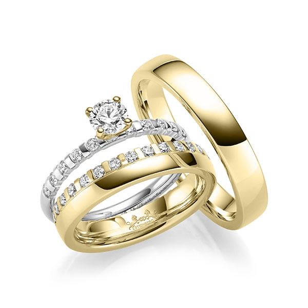 Set in Gelbgold 585 vollausgefasst mit 0,4 ct. + zus. 0,78 ct. Brillant tw, si von Steinberg - Q-1713-8 Set in Gelbgold 585 vollausgefasst mit 0,4 ct. + zus. 0,78 ct. Brillant tw, si von Steinberg - Q-1713-8
