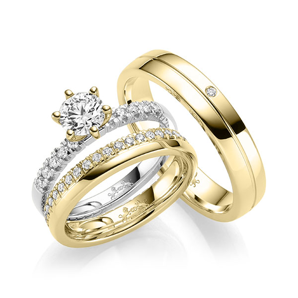 Set in Gelbgold 585 vollausgefasst mit 0,7 ct. + zus. 0,64 ct. Brillant tw, si von Steinberg - Q-1712-8 Set in Gelbgold 585 vollausgefasst mit 0,7 ct. + zus. 0,64 ct. Brillant tw, si von Steinberg - Q-1712-8